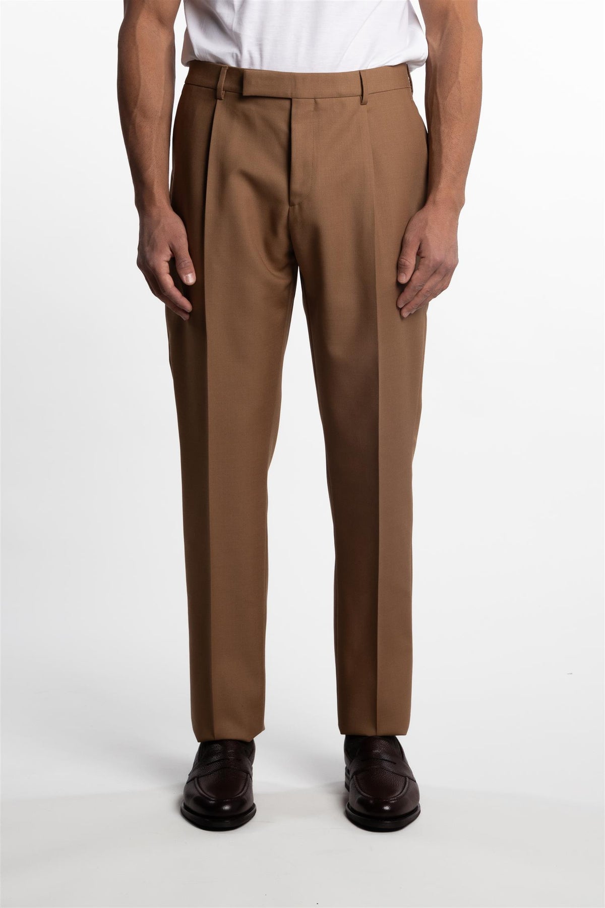 Attitude Wool/Mohair Trousers Cognac