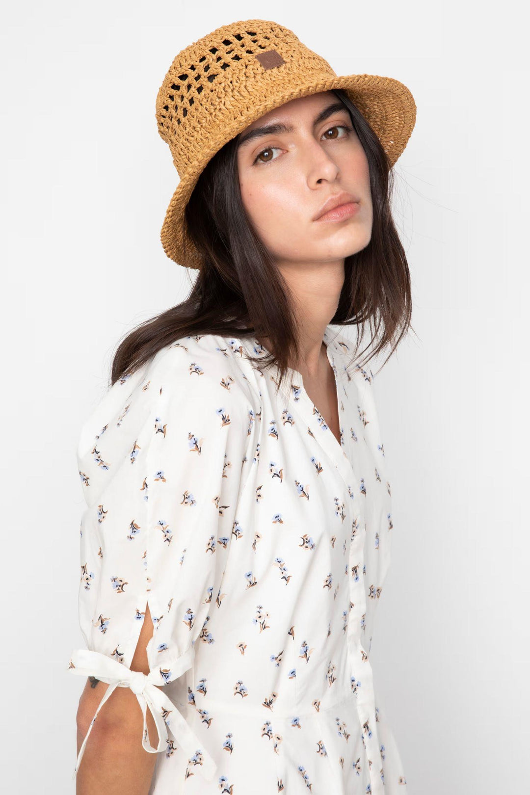 Lia Dress - White Anemone Print