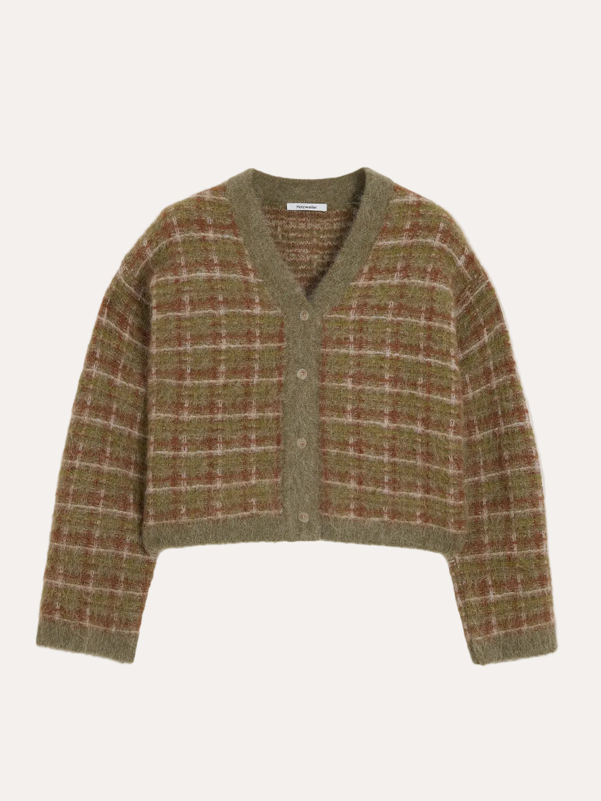 Kate Check Cardigan Green Mix - Holzweiler