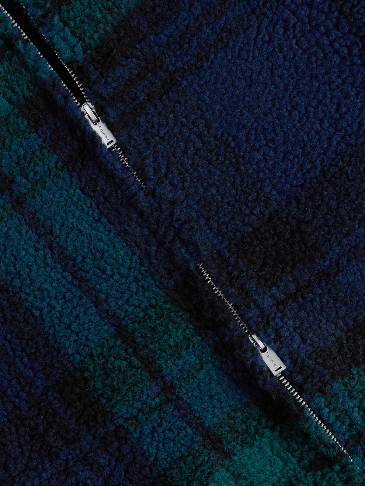 Holzweiler Elix Fleece Overshirt Navy - detalj glidelås