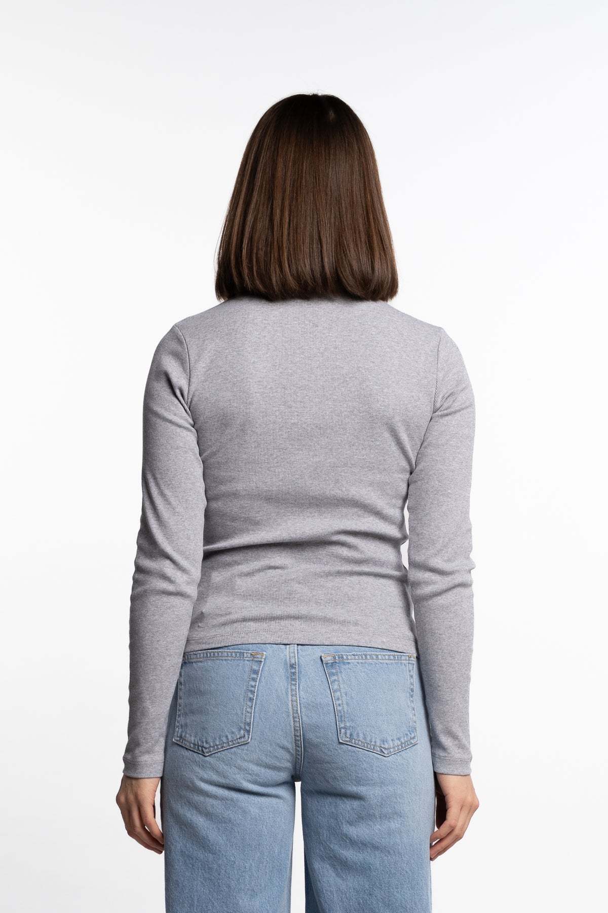 Petra Rib Turtleneck- Light Grey Melange