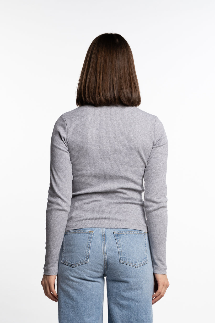 Petra Rib Turtleneck- Light Grey Melange