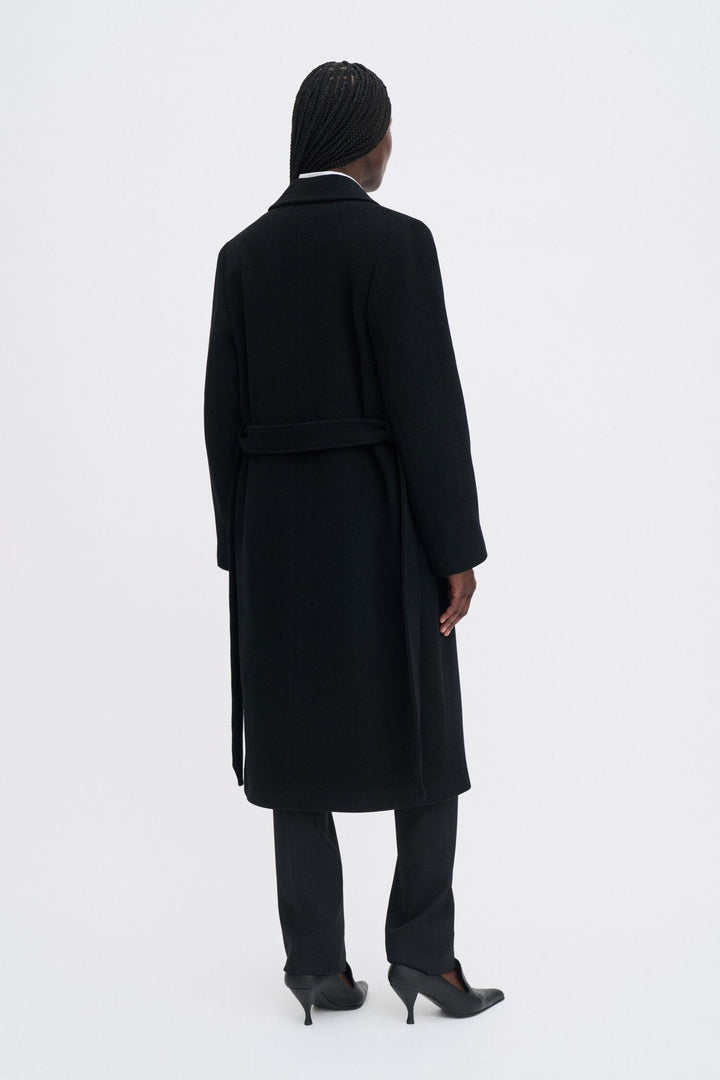 Charlotte Wool Belted Coat- Black