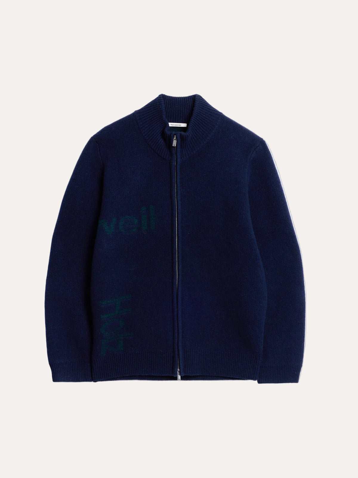 Haza Logo Zip-Up Cardigan Navy Mix