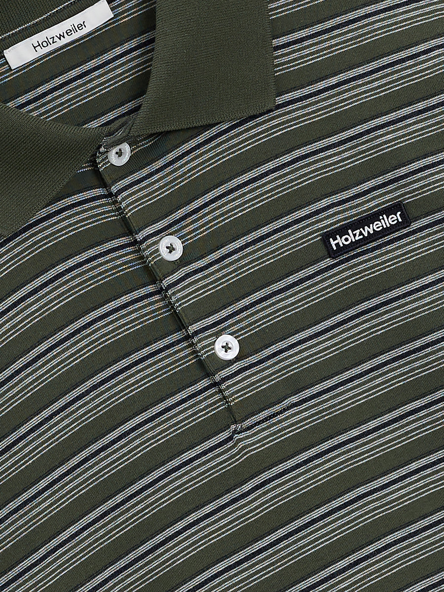Sonny Long-Sleeve Polo Green Stripe