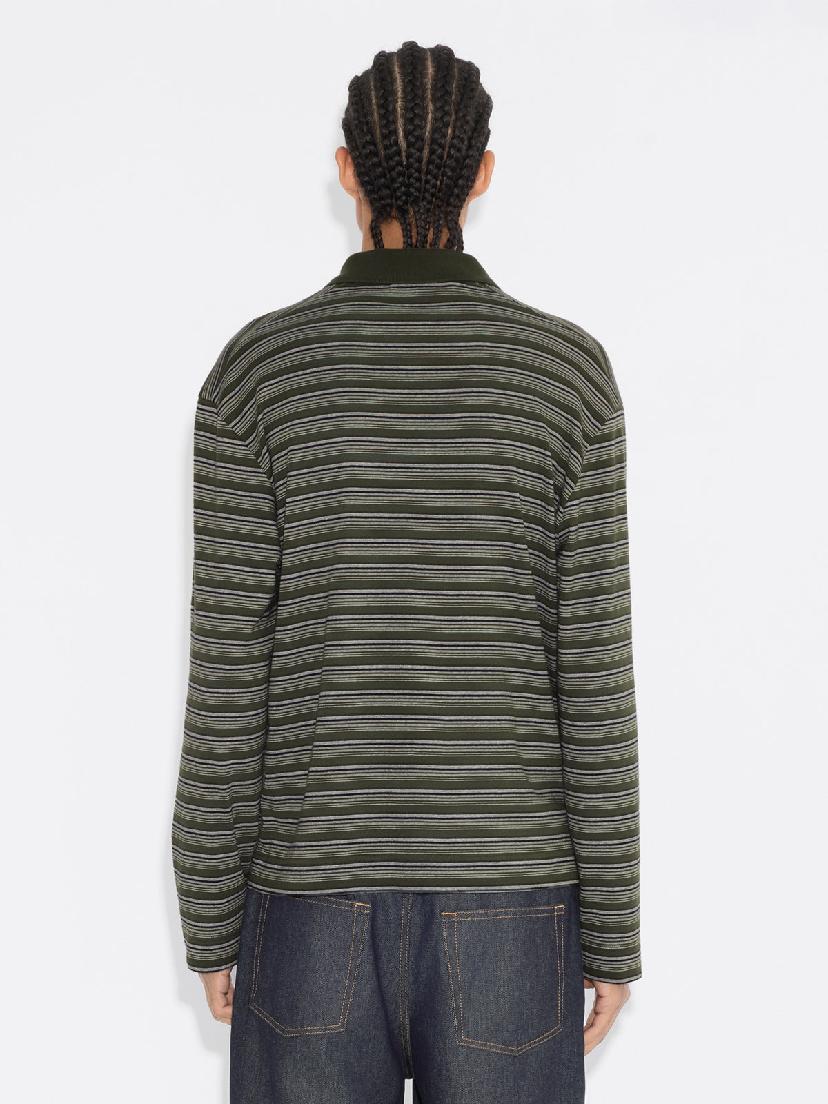 Sonny Long-Sleeve Polo Green Stripe