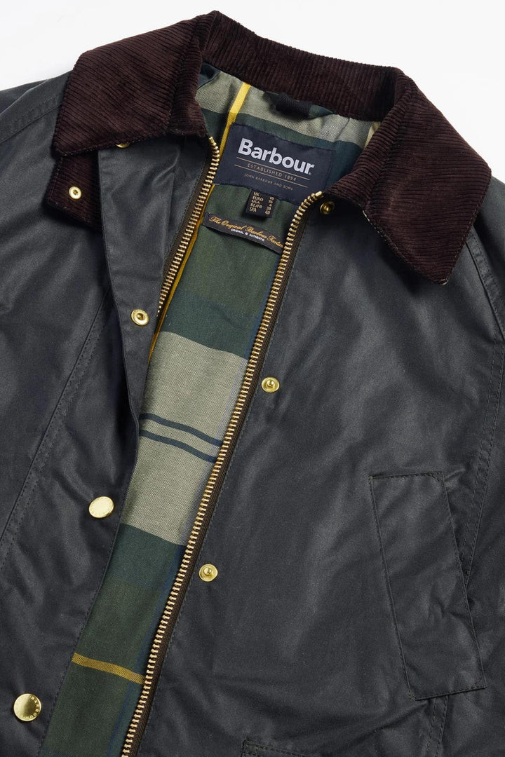 Long Beadnell Wax Jacket- Sage