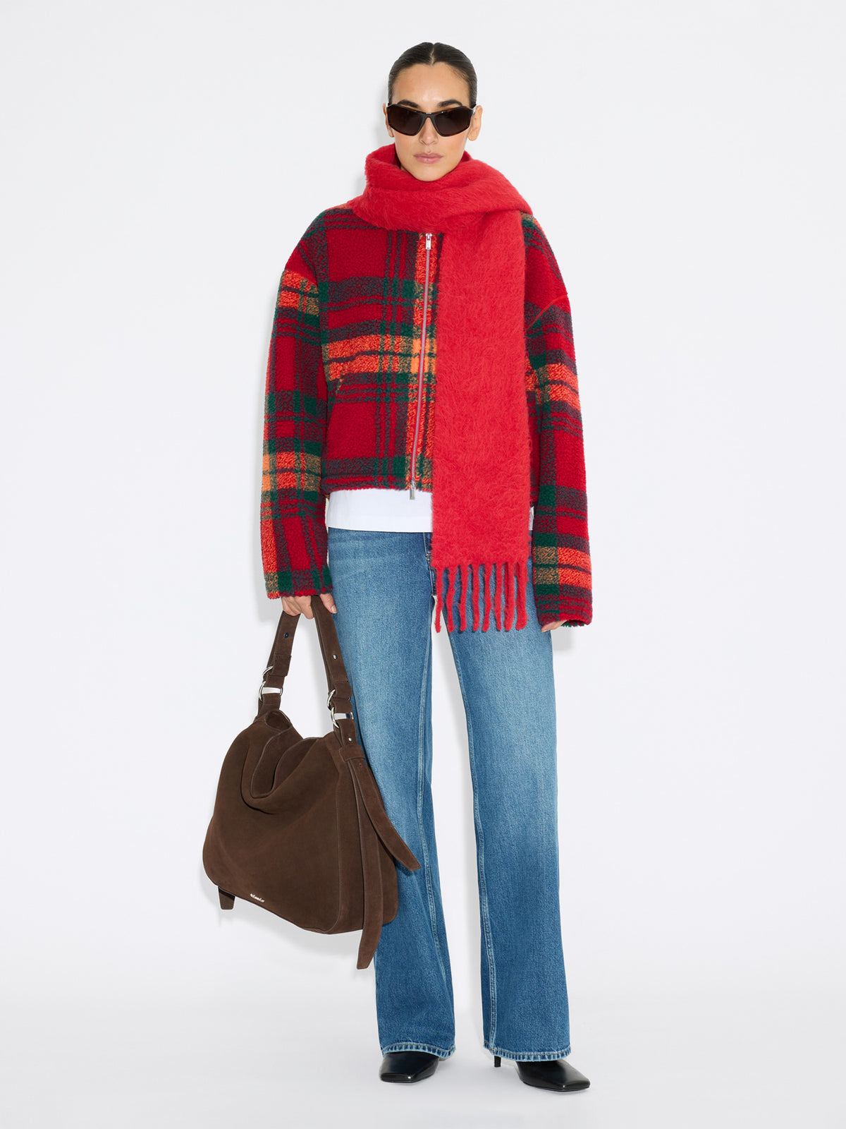 Ellie Fleece Jacket - Red Check