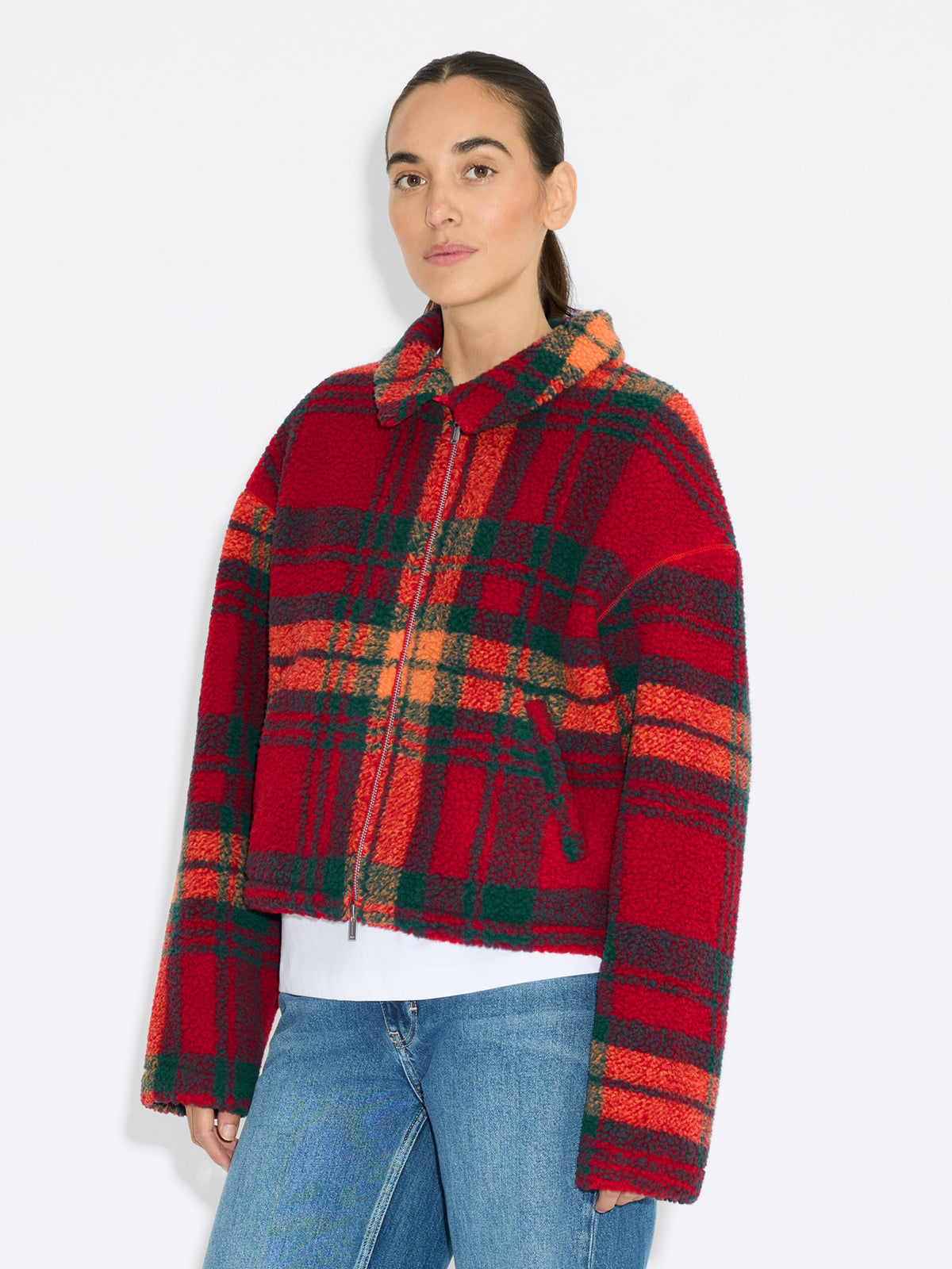 Ellie Fleece Jacket - Red Check