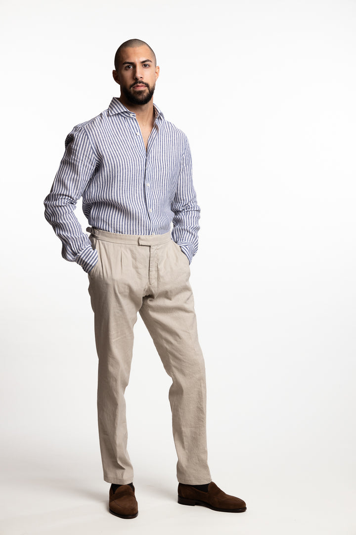 Culto Linen Shirt Blue Stripes