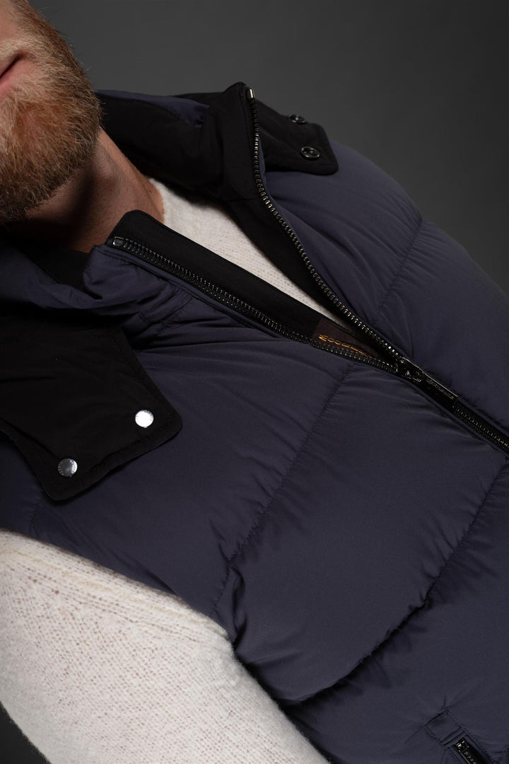 Fire Down Hooded Vest Navy