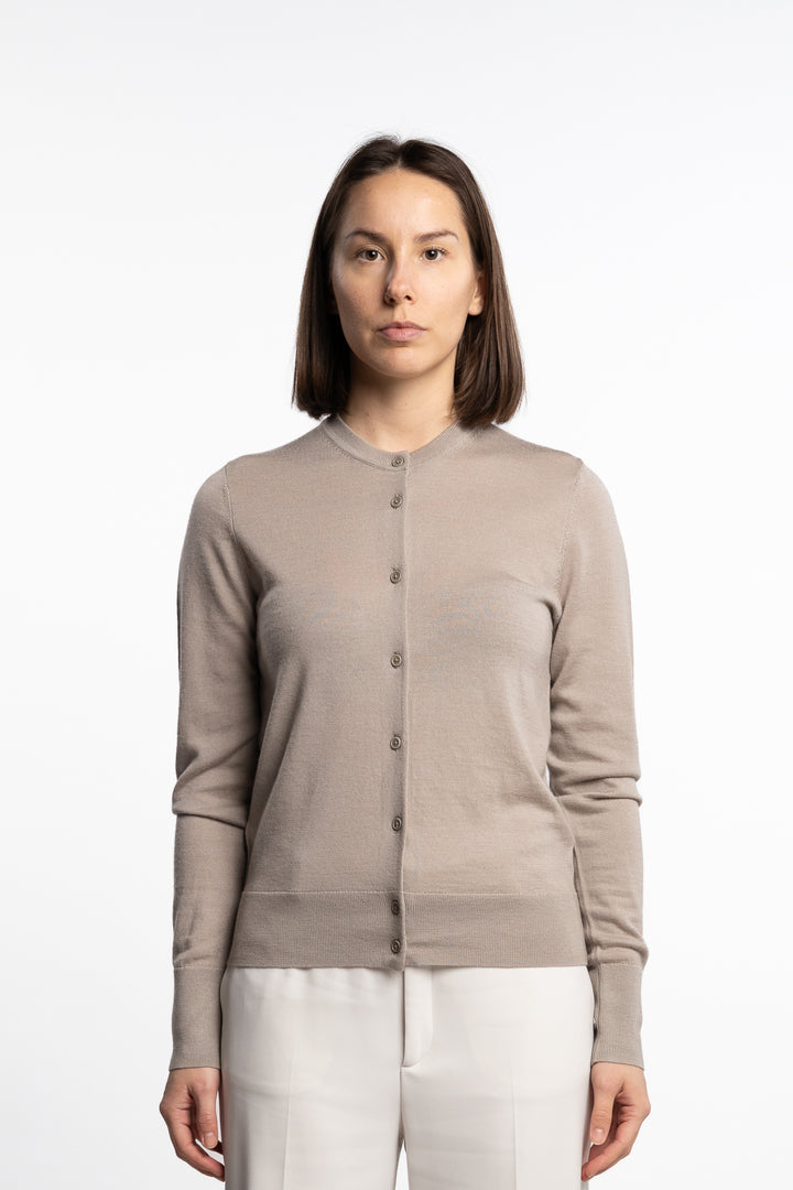 Merino Short Cardigan- Moss Grey