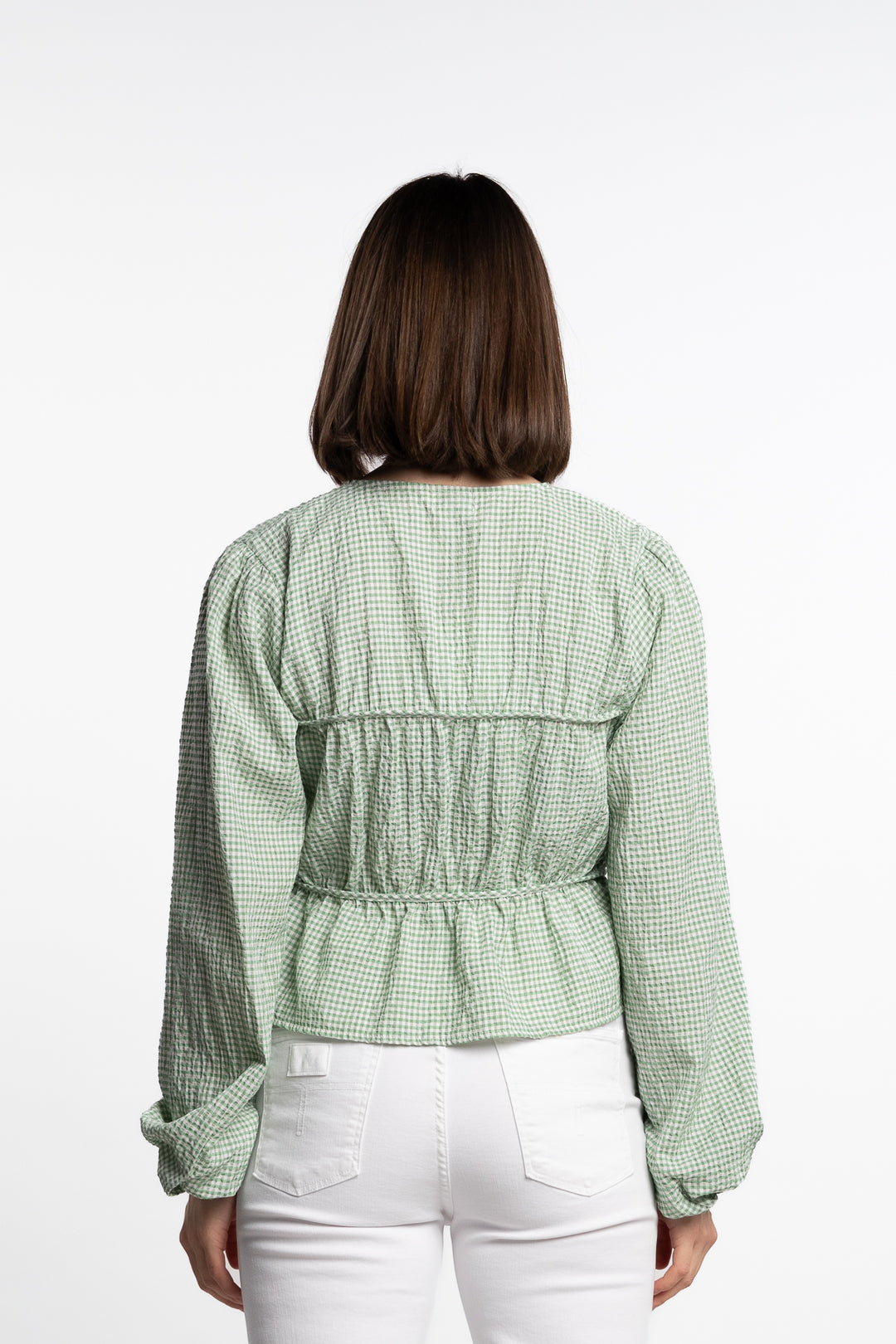 Indiana string blouse- Green/White