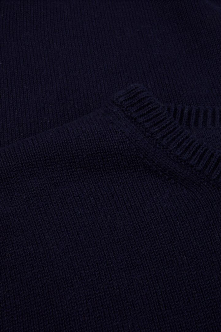 Sweater Knitted Crew Neck Organic Cotton Navy