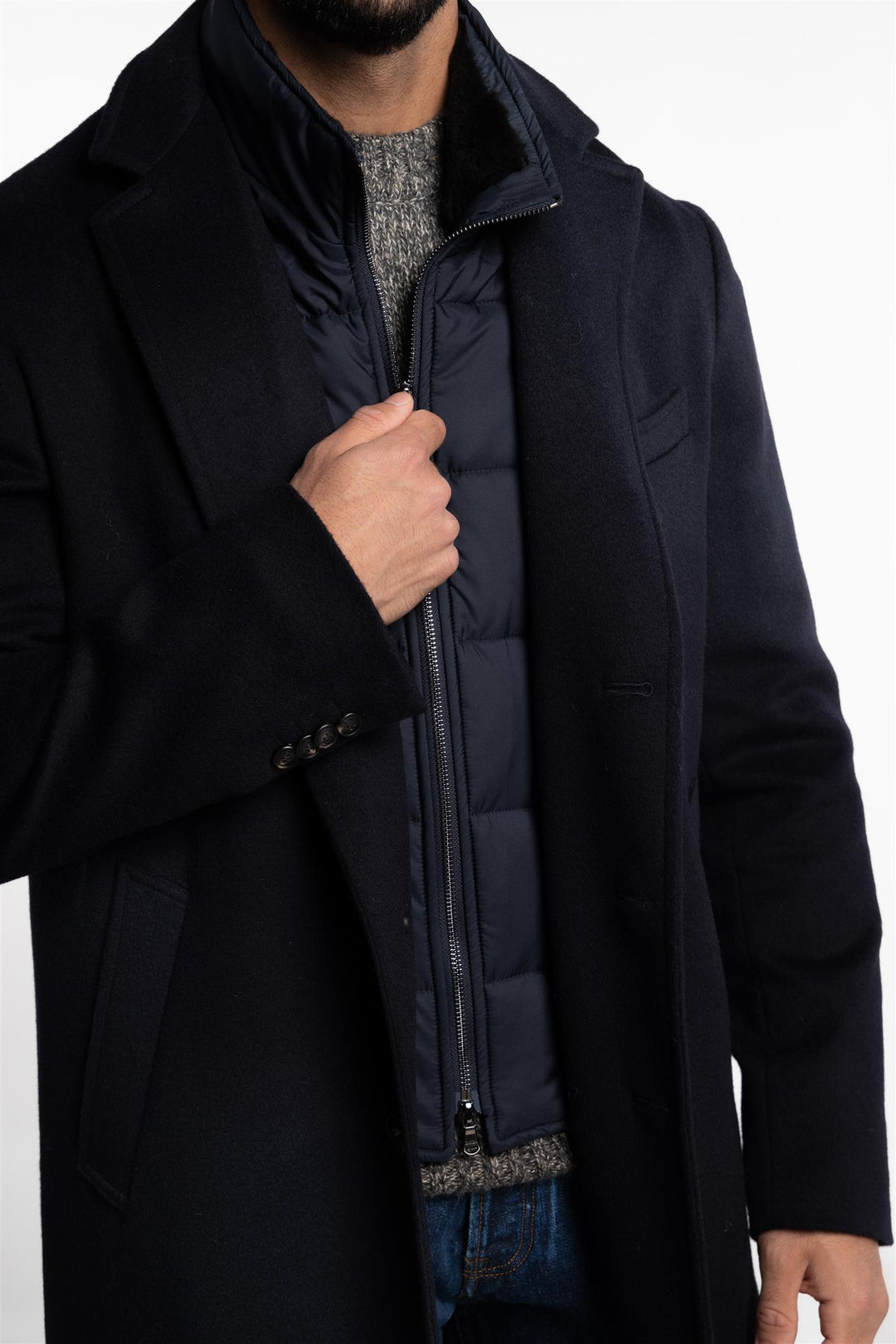 Wool/Cashmere Coat Navy