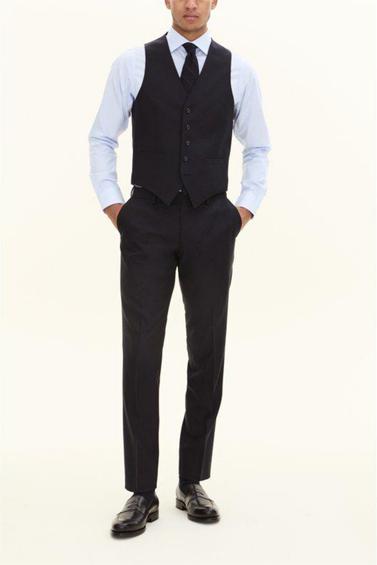 Carlo Slim Fit Wool Waistcoat Navy