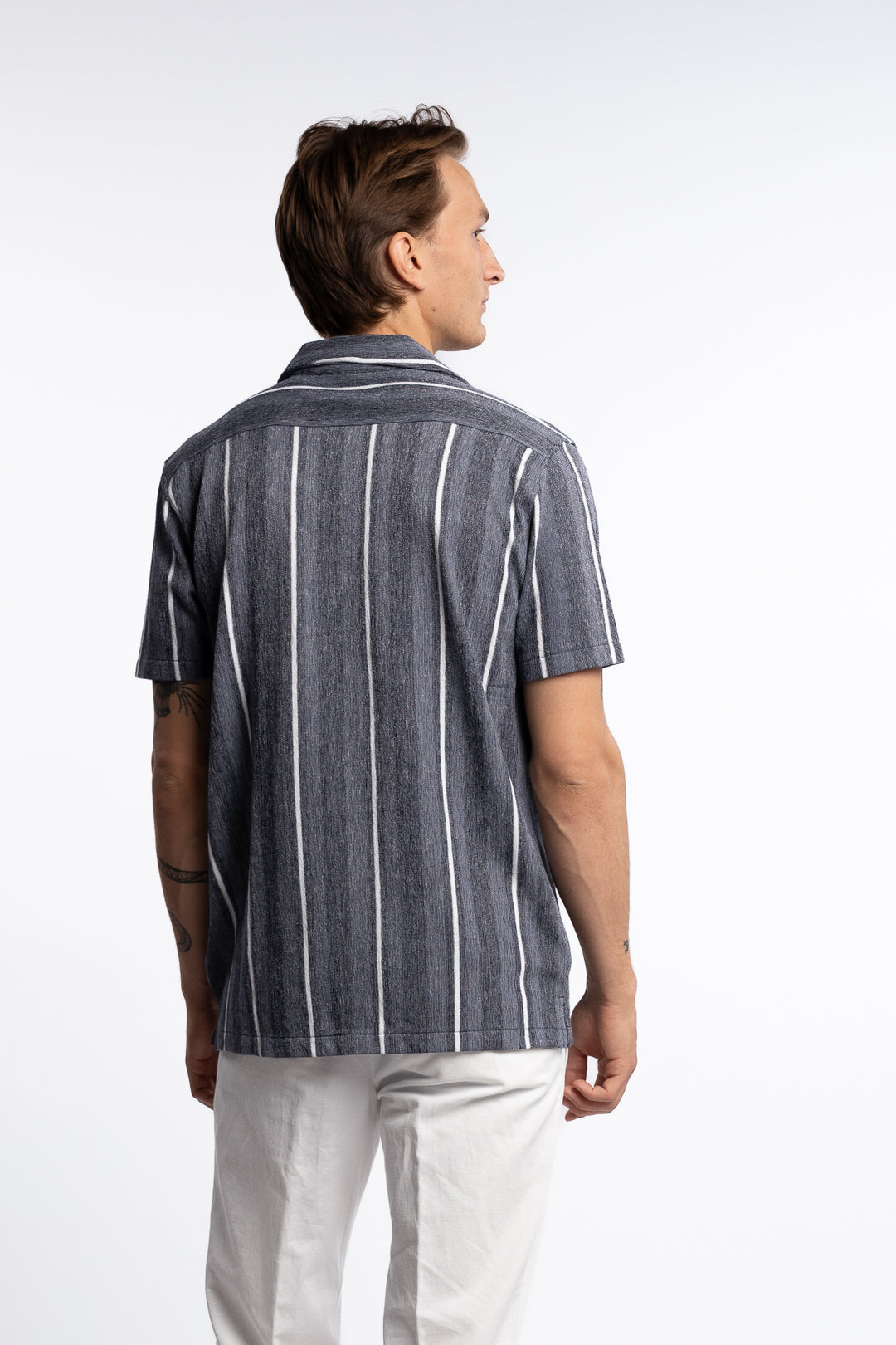 Knitted Resort Collar S/S Shirt Blue/Navy