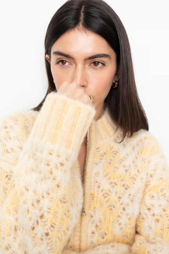 Briana Zip Knit - Light Yellow