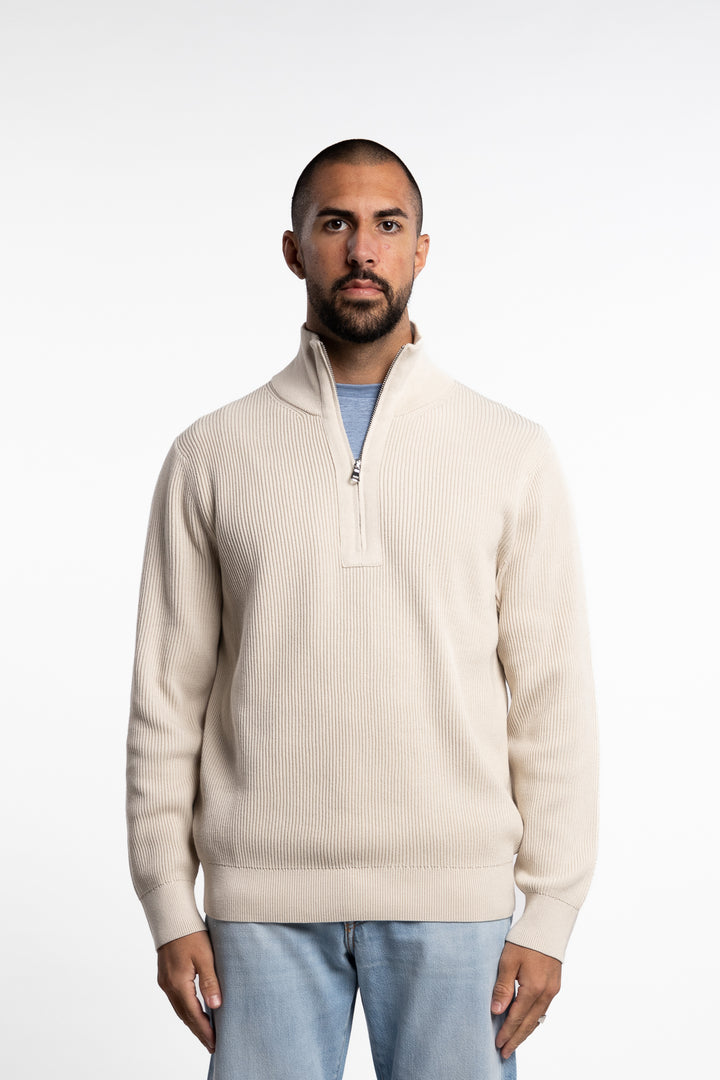 Alex Half Zip Knitted Sweater Moonbeam