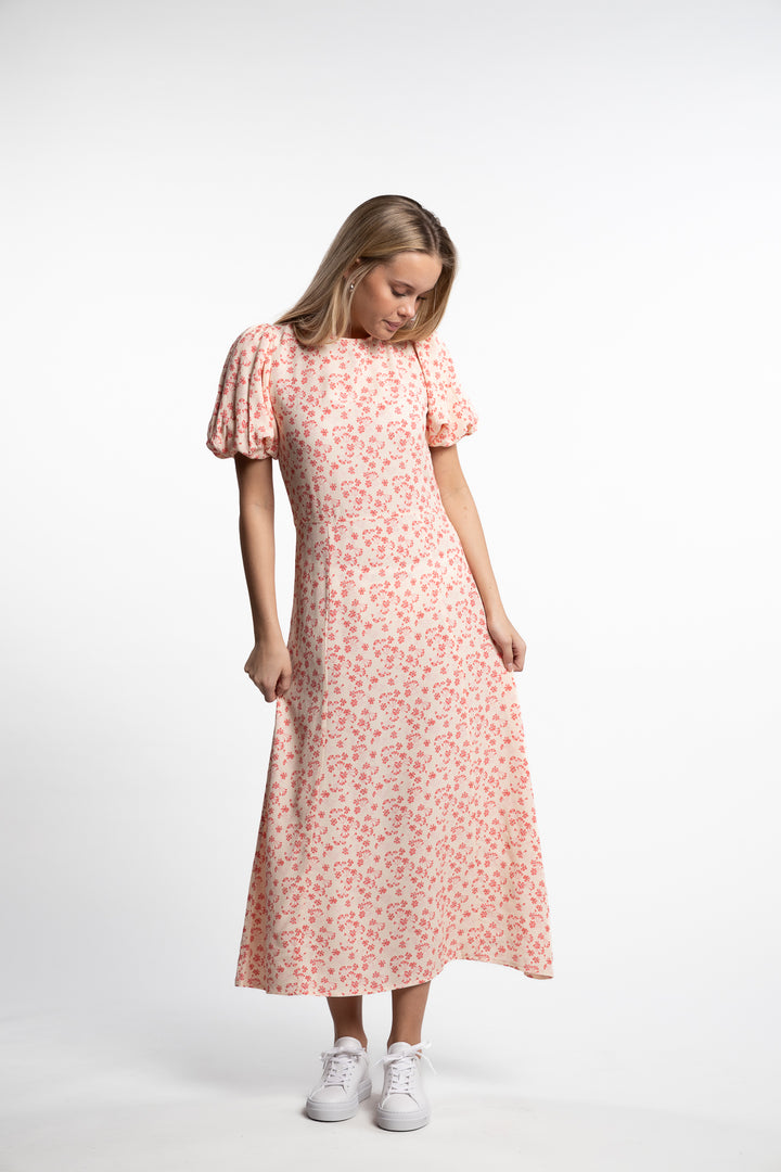 Athilda Dress- Cream Pink Flower