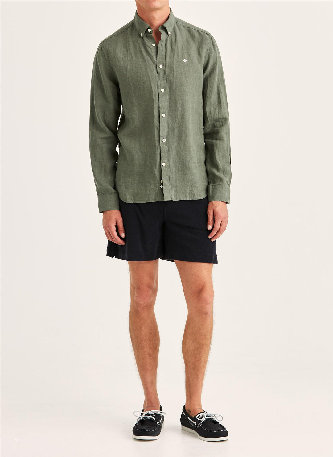 Douglas Linen Shirt Classic Fit Olive