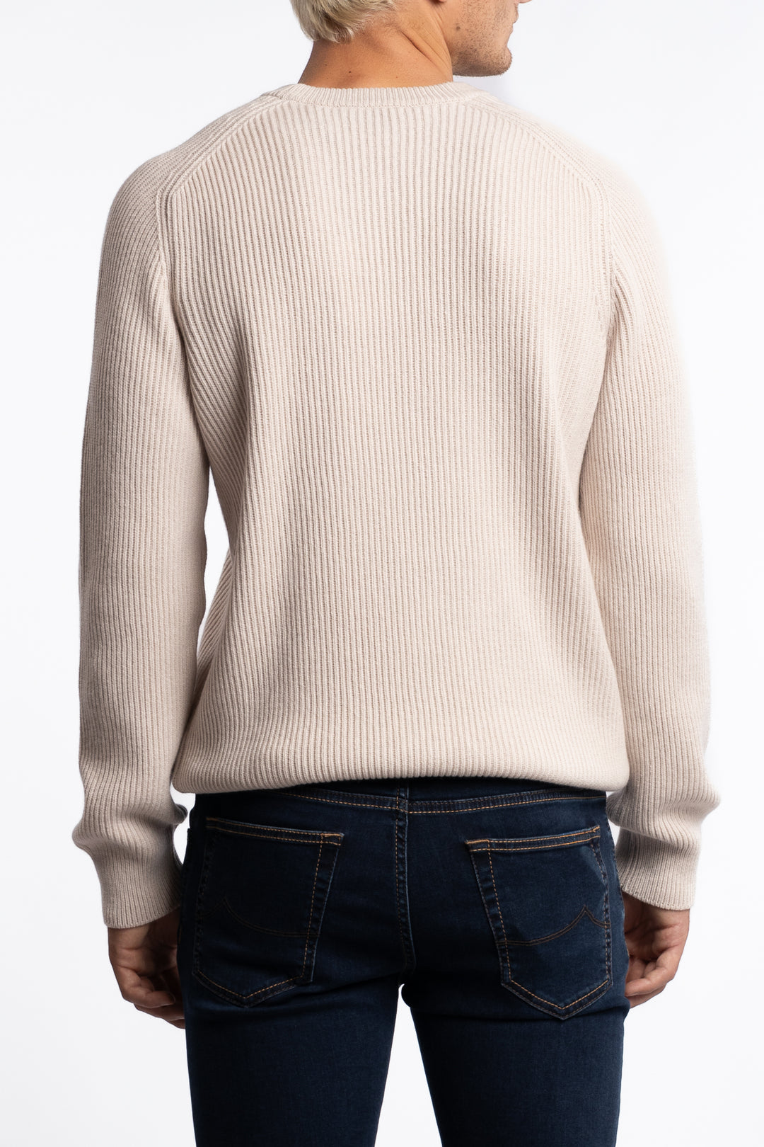 Fisherman´s Rib Virgin Wool Crew Neck Beige