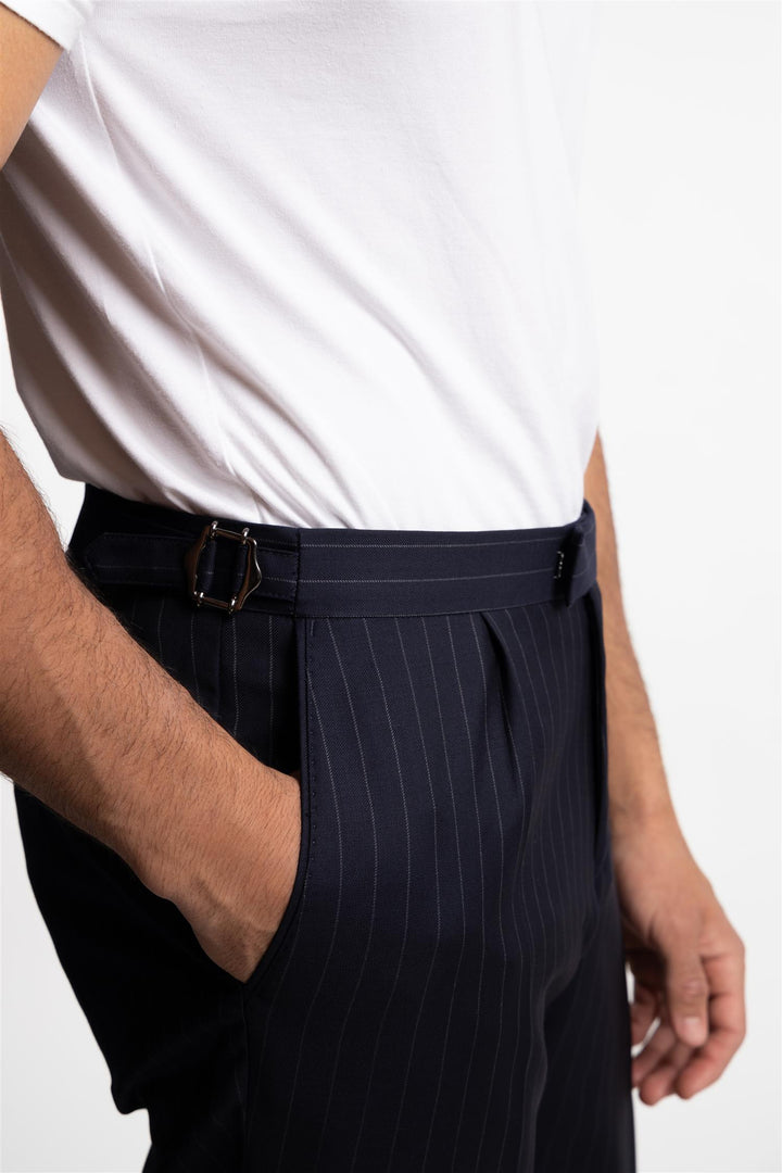 Pisa Trousers Navy Pinstripe