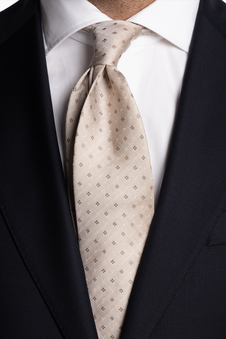 Silk Woven Tie Beige Pattern