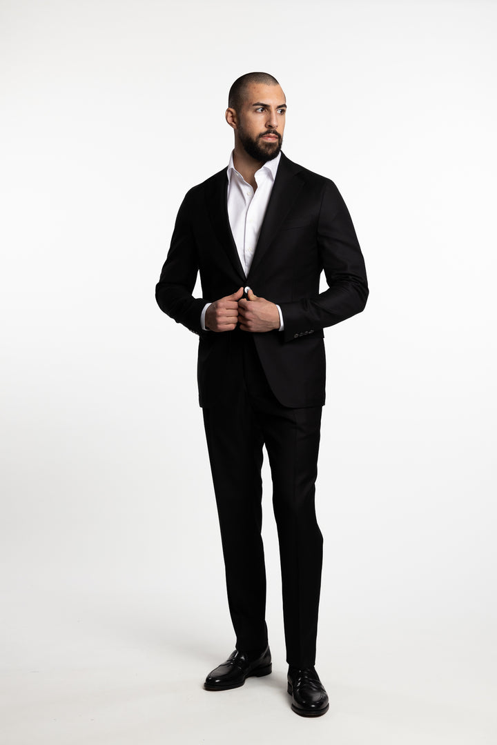 Palermo Slim Fit Wool Trousers Black