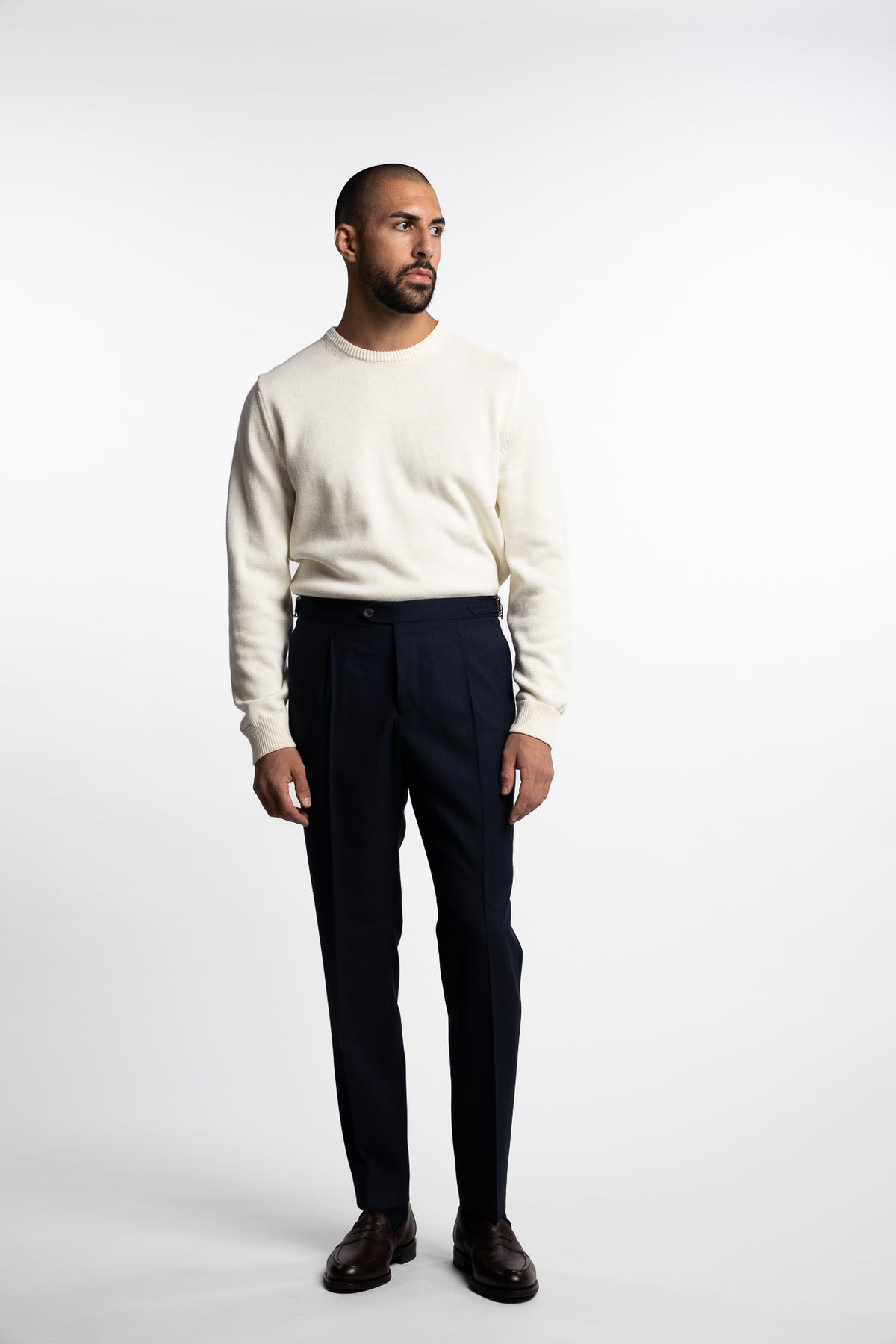 Prato Pleated Wool Trouser Navy