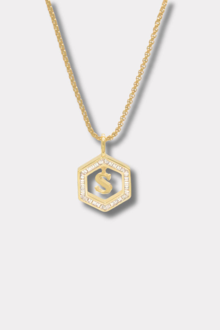 Floating Letter Necklace - Gold