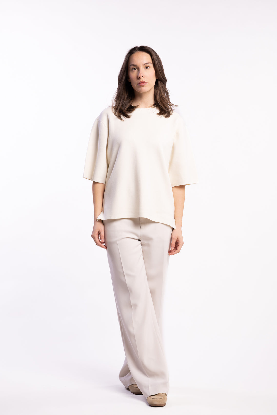 Milano Knit T-shirt- Calico White