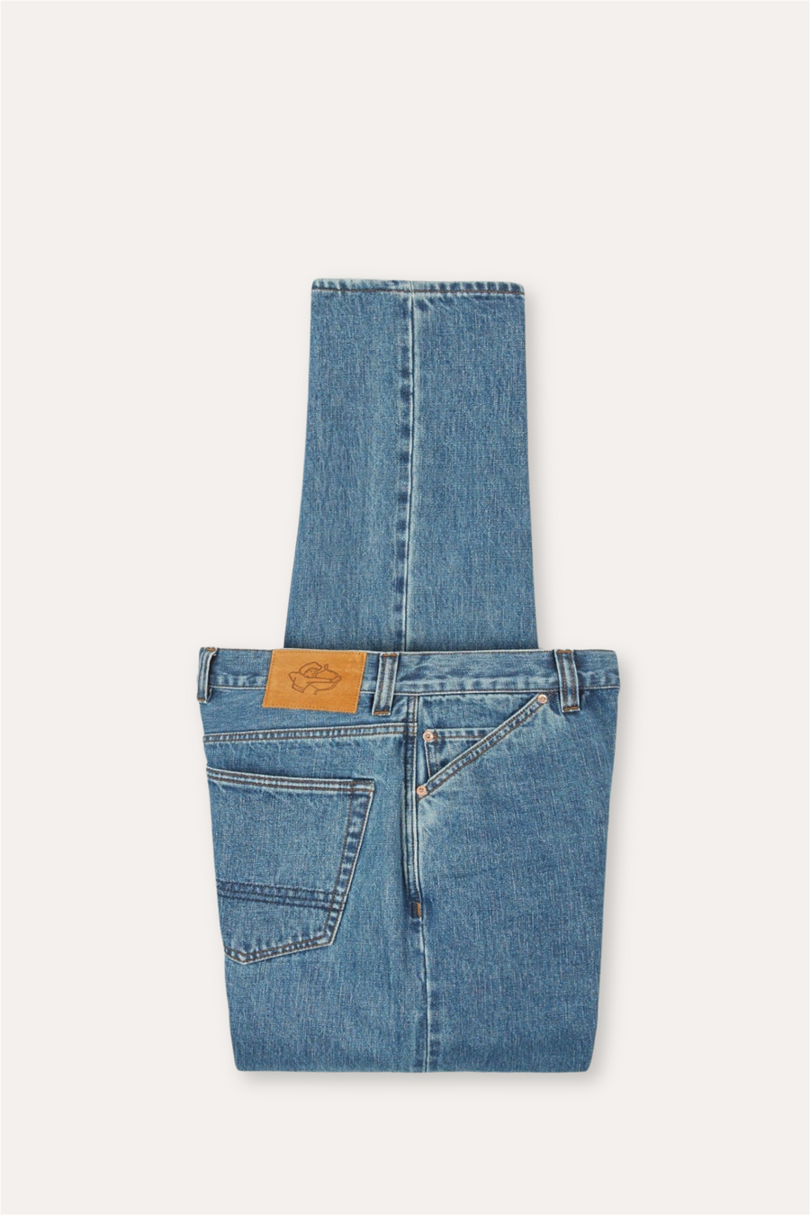 14,2 Oz 5-Pocket Mid-Waist Japanese Selvedge Denim Bleach Wash