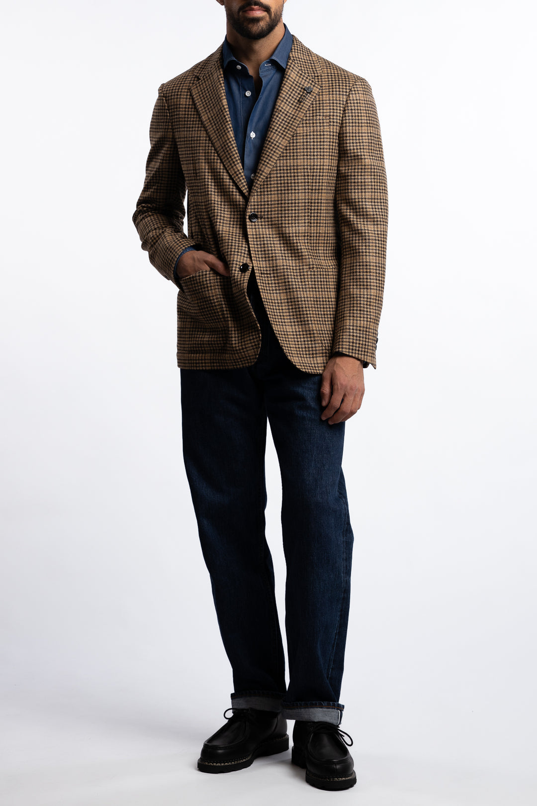 Roma Wool/Cashmere Regular Fit Blazer Brown Houndstooth