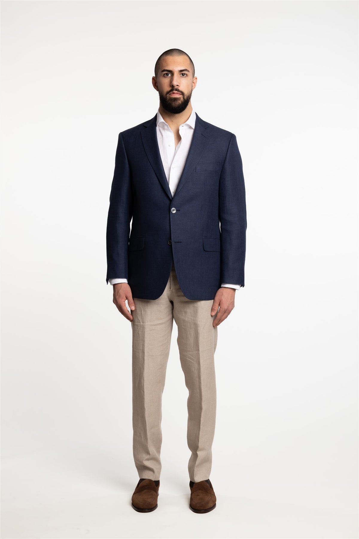 Joel Wide Fit Linen/Wool Blazer Baltic Blue