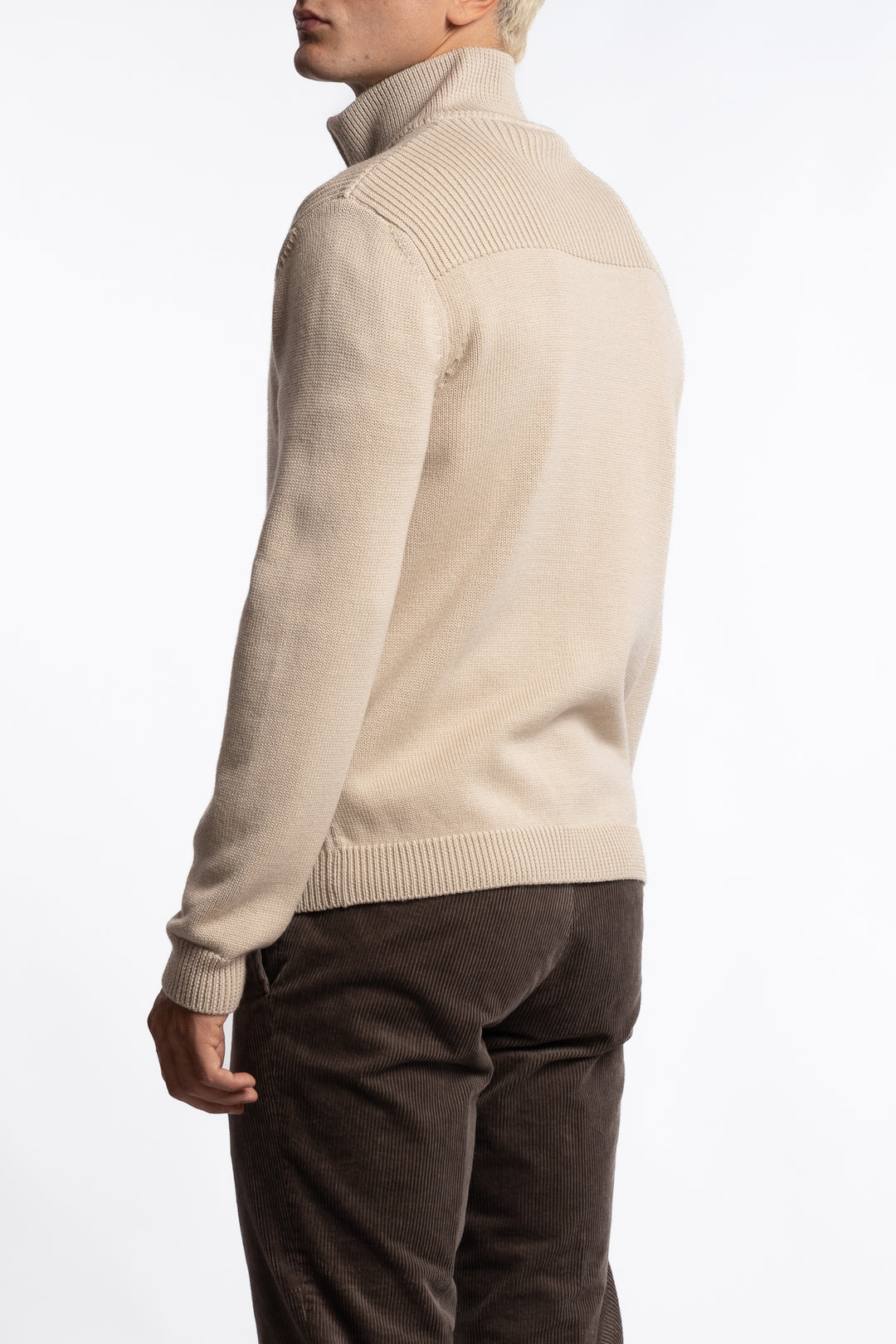 Full-zip Wool Cardigan Beige