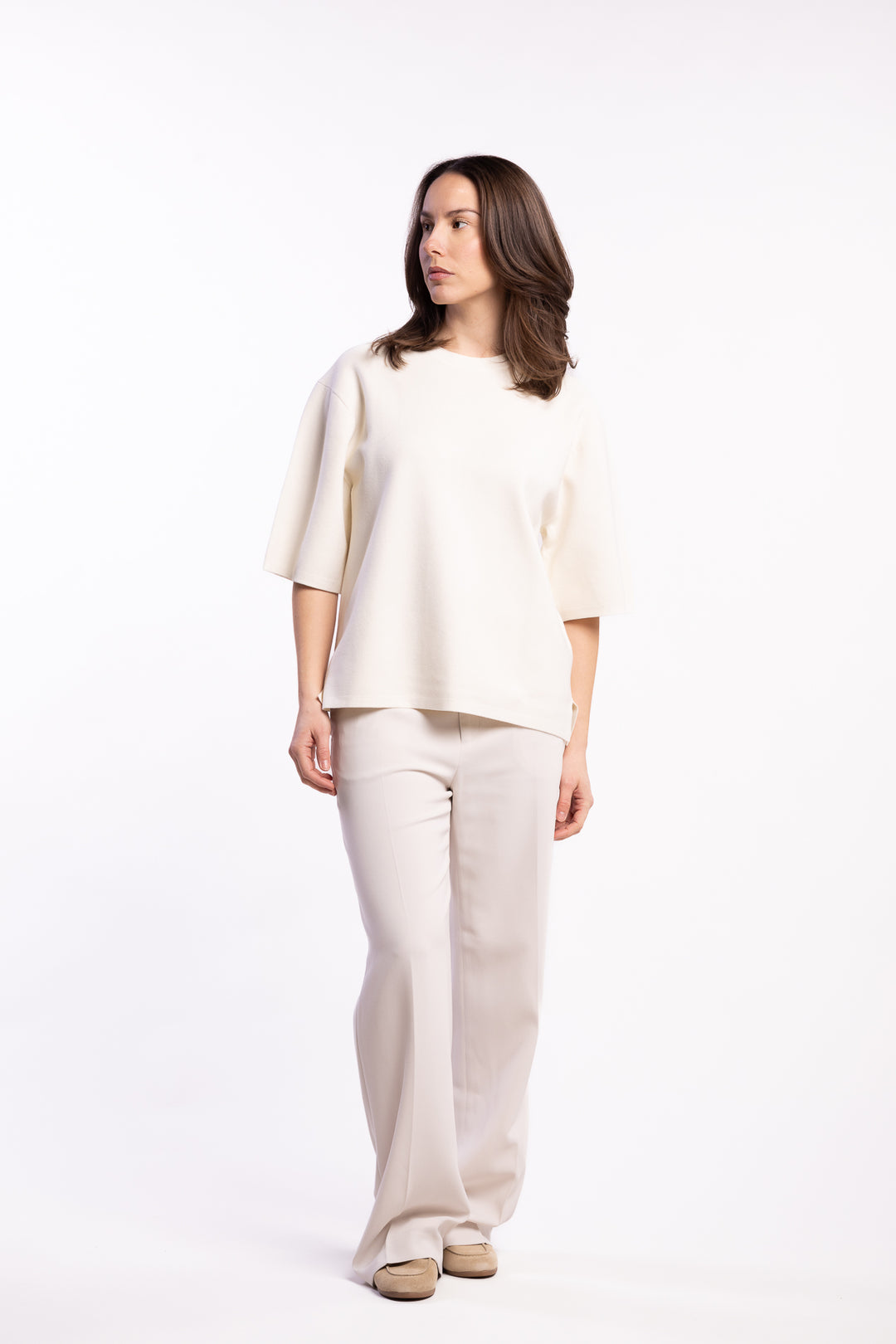 Milano Knit T-shirt- Calico White