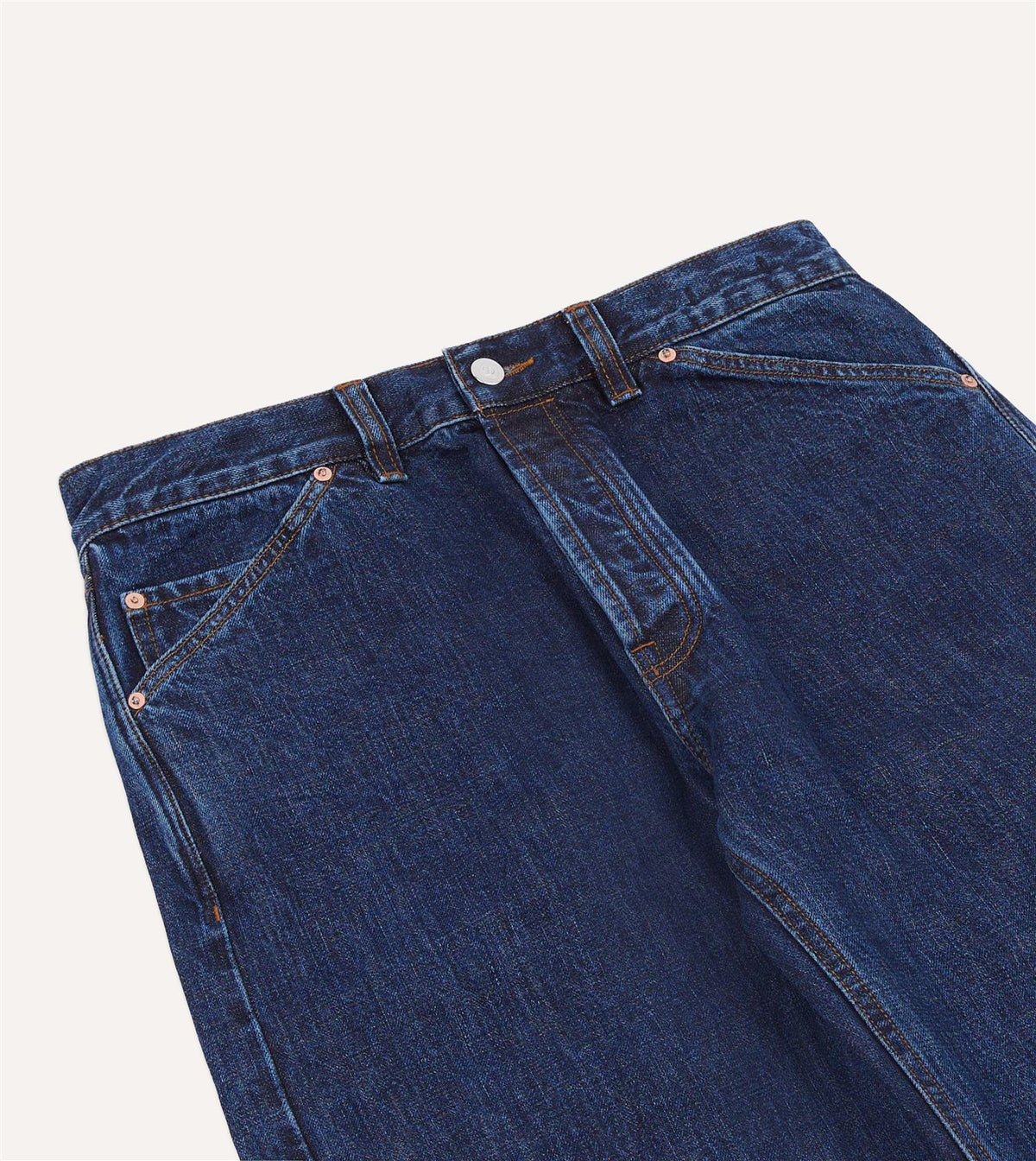 14,2 Oz 5-Pocket Mid-Waist Japanese Selvedge Denim Stone Wash