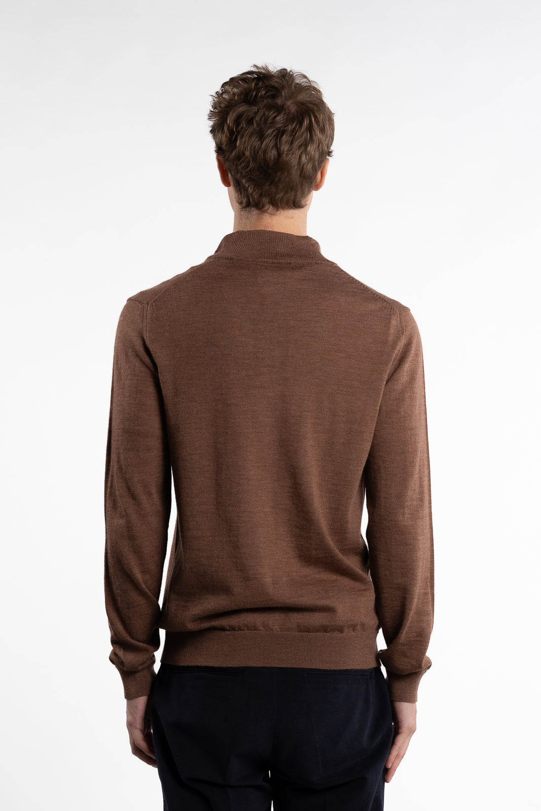 Extrafine Merino Sweater Half Zip Brown