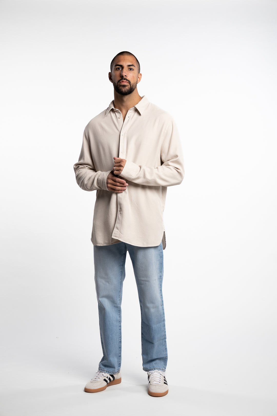 Reg LS Struct Gmd Tencel Shirt Moonbeam