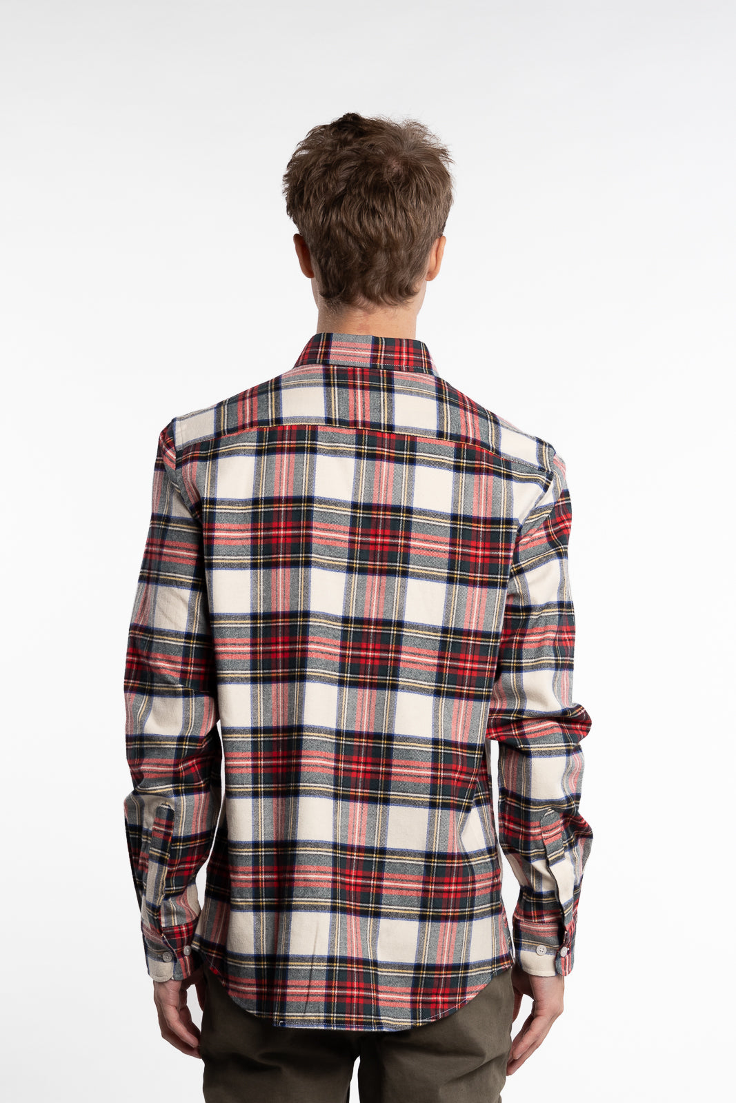 Flannel Tartan Slim Fit Shirt Off White