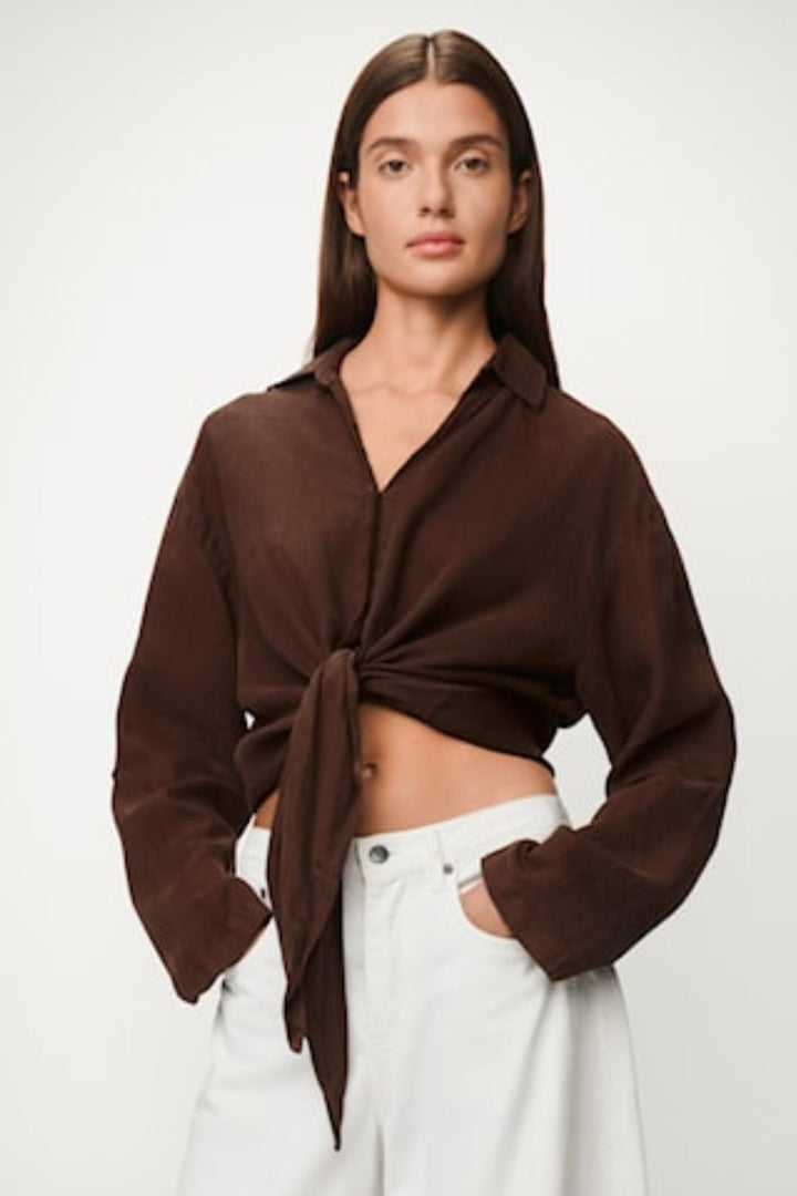 Pia Linen Shirt - Chocolate Martini