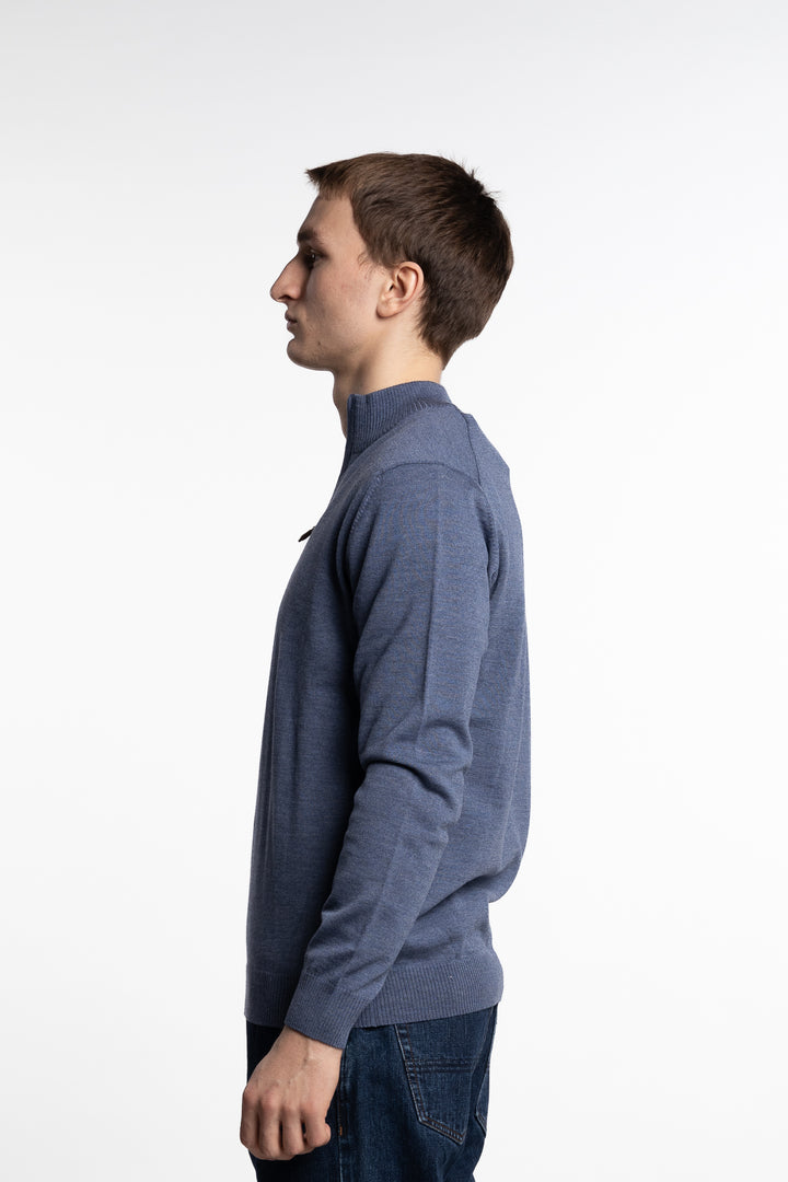 Merino Wool Half Zip Blue