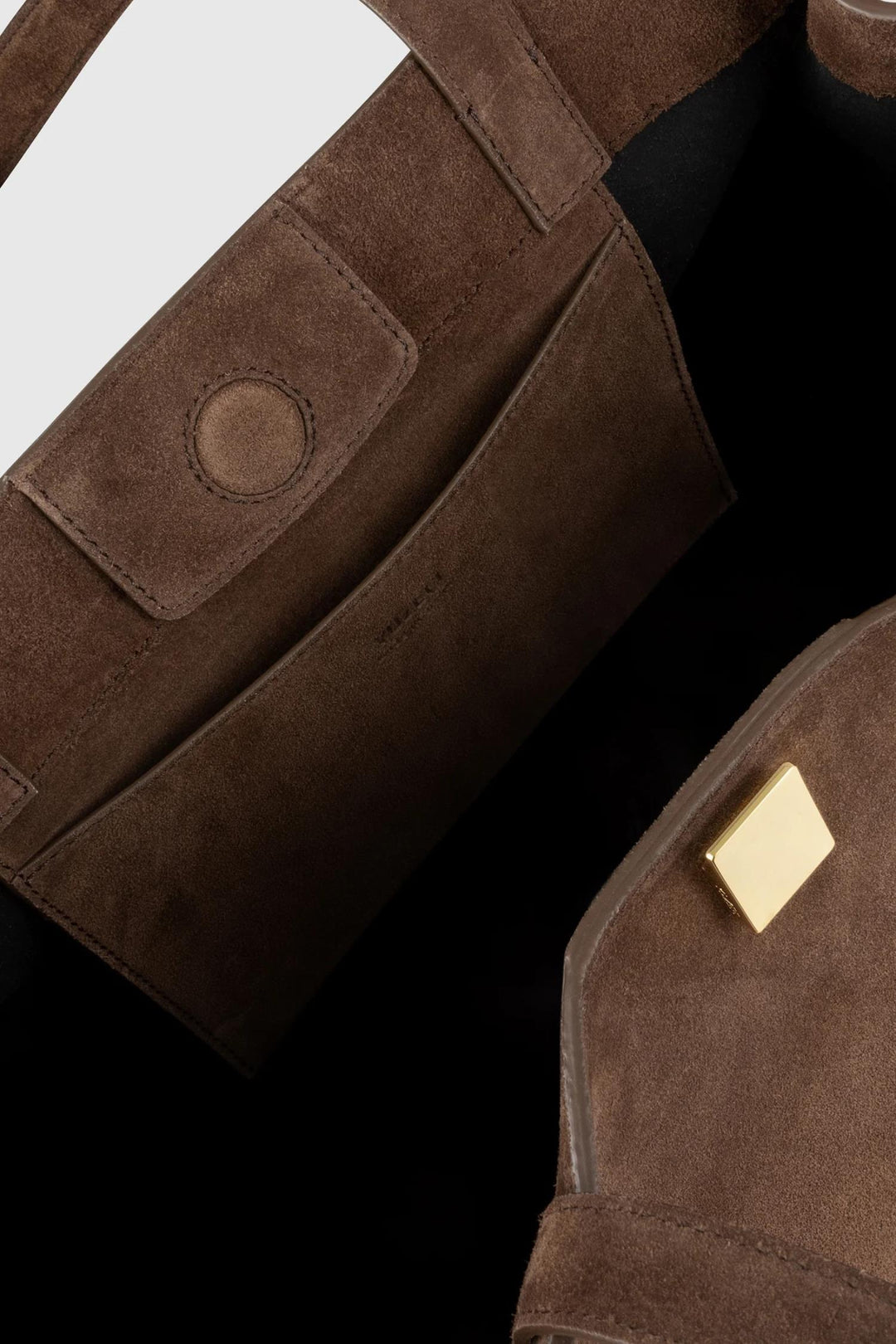 Gyoza Tote- Chocolate Suede