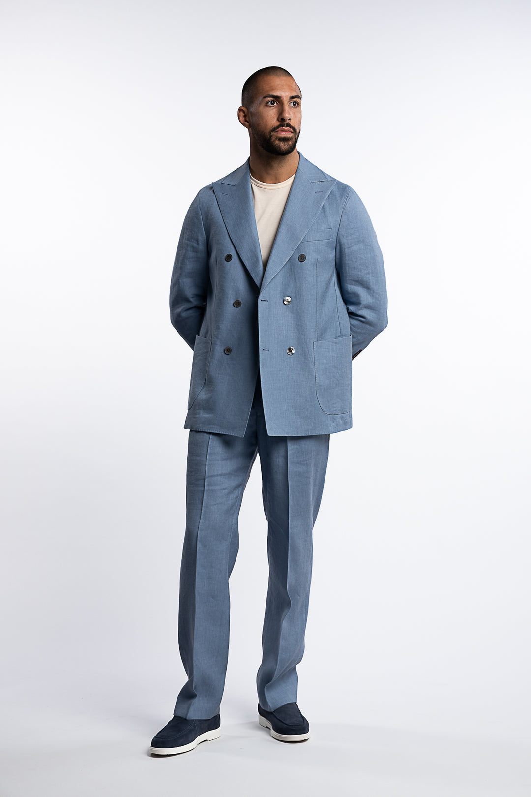 Farris Linen Patch Soft Blazer Smog Blue