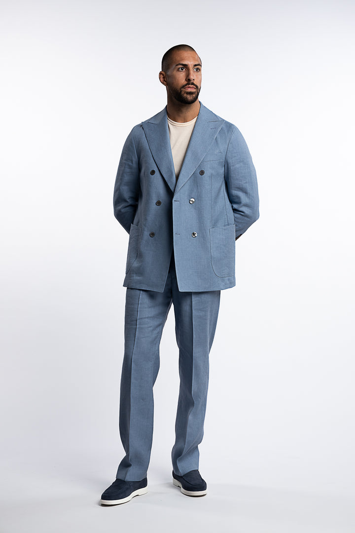Farris Linen Patch Soft Blazer Smog Blue