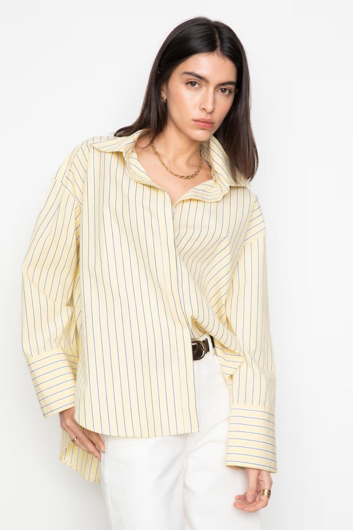 Nell shirt - 0012 Light yellow stripe