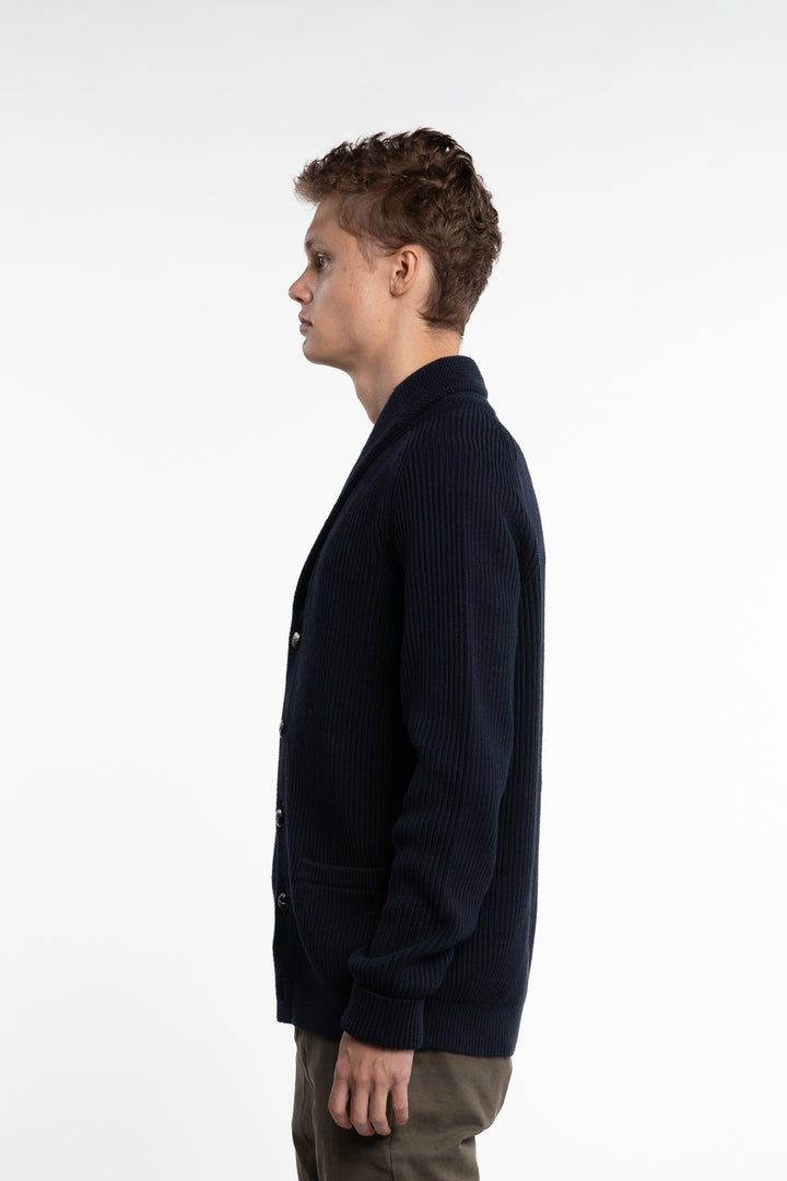 Brayden Wool/Cotton Cardigan Navy