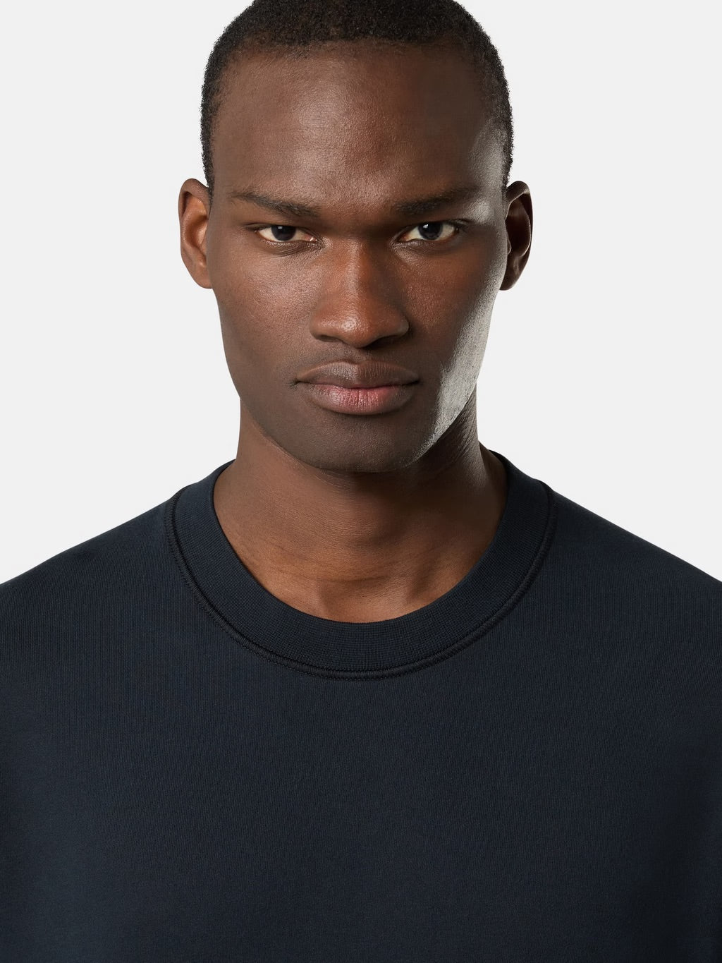 6100060 Organic Cotton Fleece Regular-fit Crewneck Navy Blue