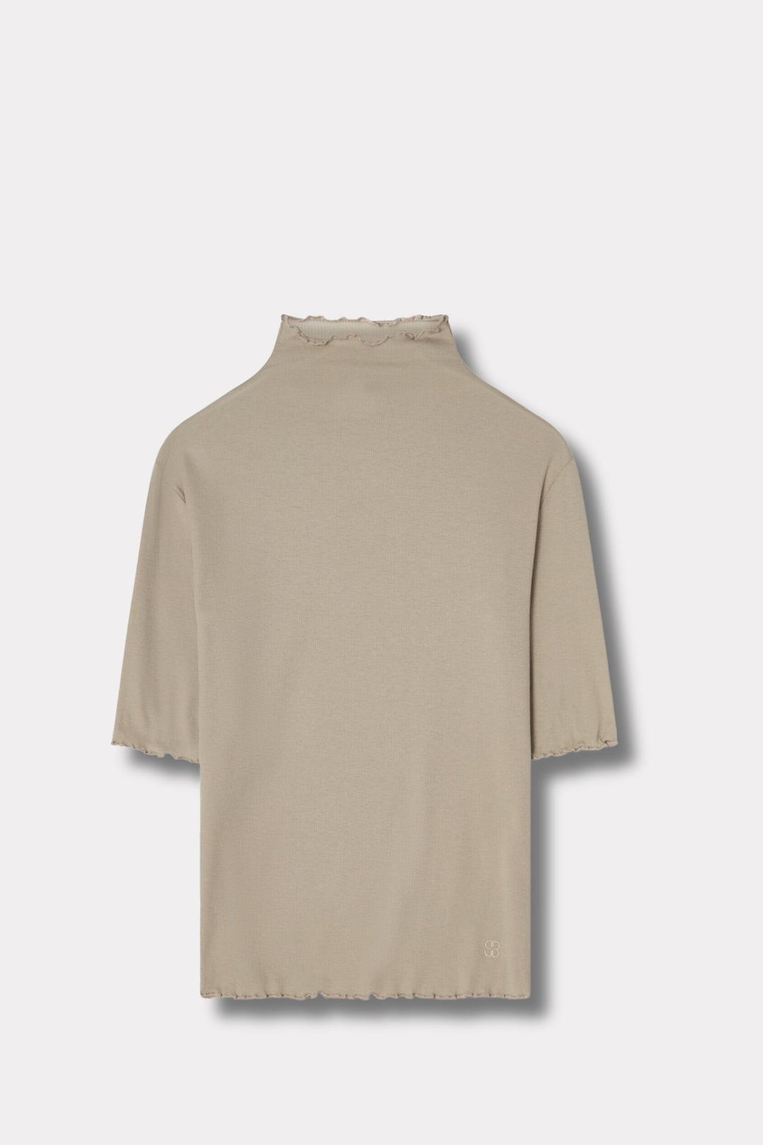 Rib Mock Neck Tee- Moss Grey